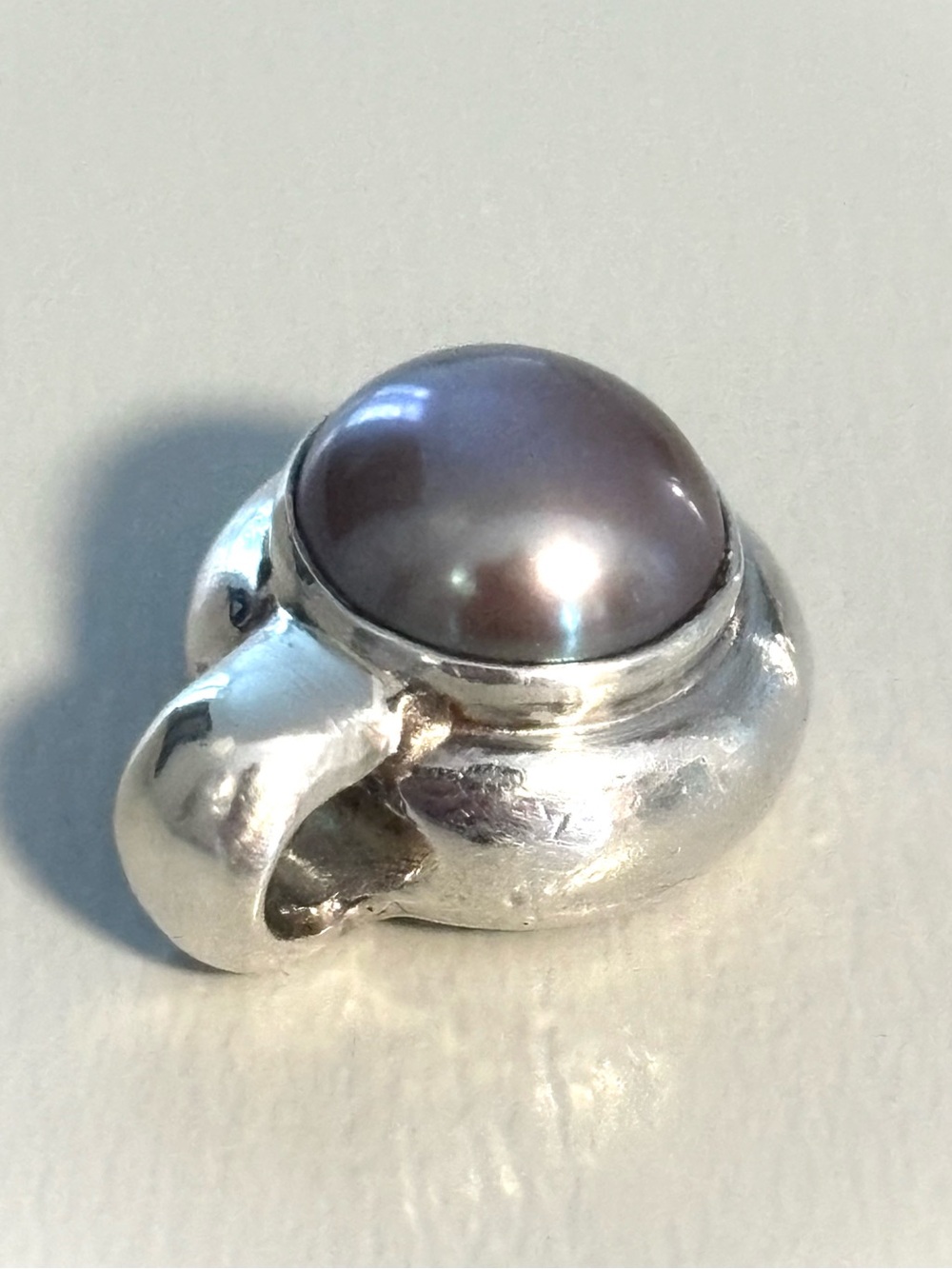 925 Cultured Lavender Pearl Pendant Chunky Sterling Silver